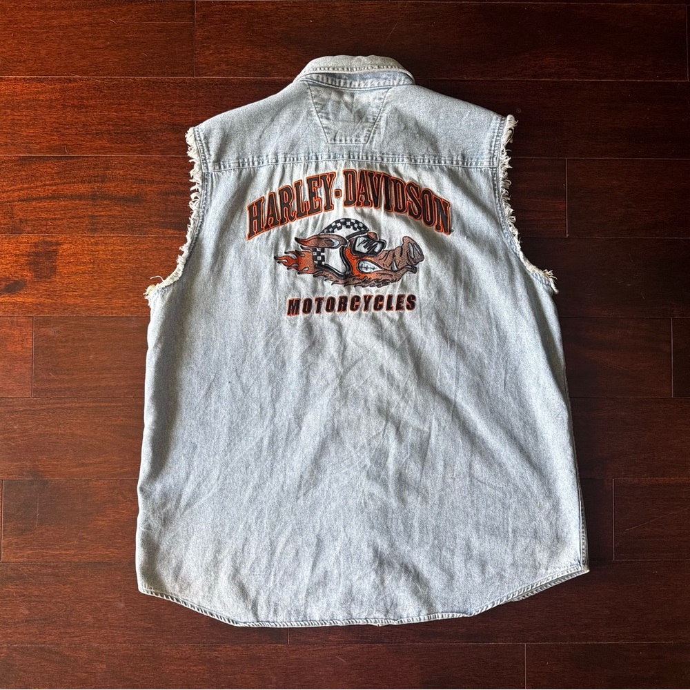 Vintage Harley Davidson Denim Cut Off / XL